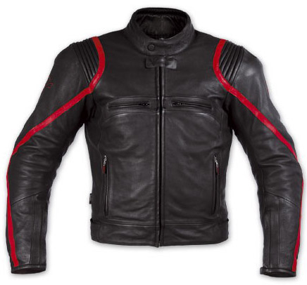 Motorcycle Leather Jacket Full black with red line
